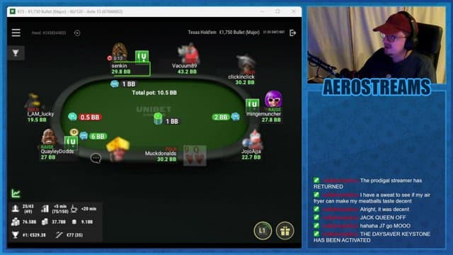 AeroStreams playing Poker - Live Casino Stream