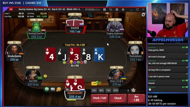 Appelmoes84 playing Poker - Live Casino Stream