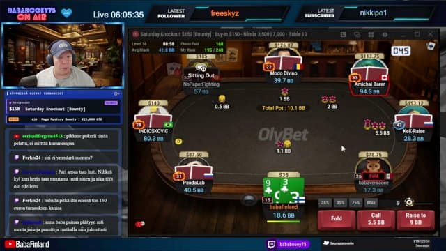 bababooey75 playing Poker - Live Casino Stream