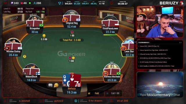 Beriuzy playing Poker - Live Casino Stream