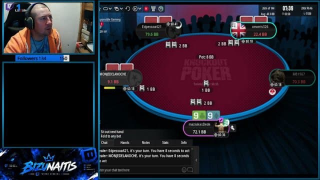 bizunaitis playing Poker - Live Casino Stream