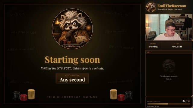 EmilTheRaccoon playing Poker - Live Casino Stream