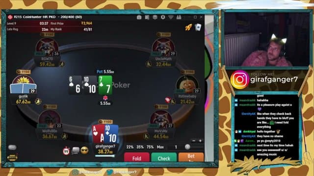 girafganger7 playing Poker - Live Casino Stream