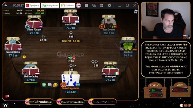 GlobalHappinessPoker playing Poker - Live Casino Stream