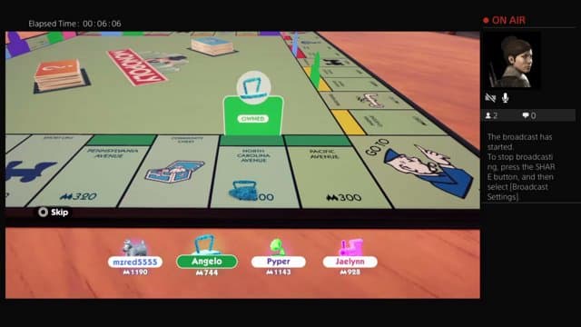mzred55 playing Monopoly - Live Casino Stream