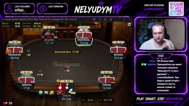 nelyudymtv playing Poker - Live Casino Stream