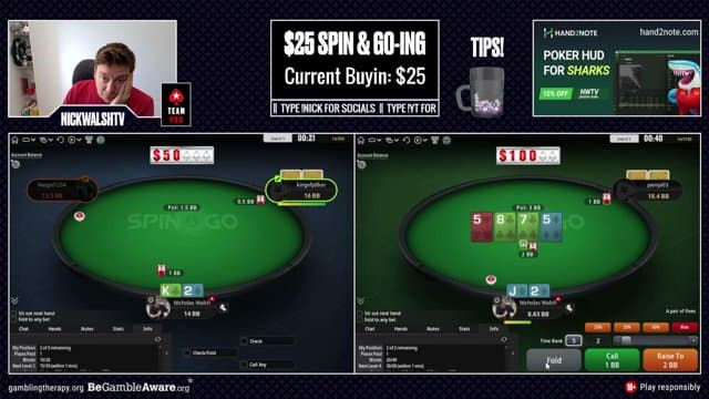 NickWalshTV playing Poker - Live Casino Stream