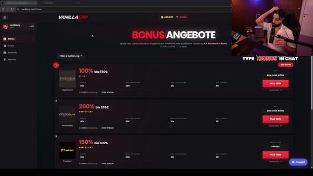 vanillacry playing Slots - Live Casino Stream