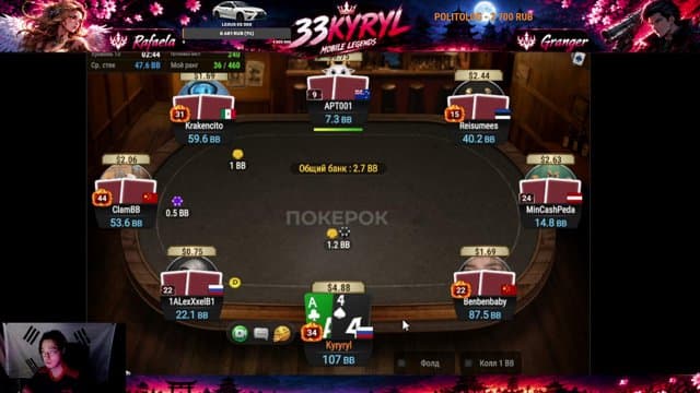 33KYRYL playing Poker - Live Casino Stream