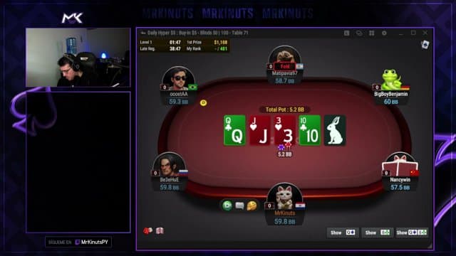 MrKinutsPY playing Poker - Live Casino Stream
