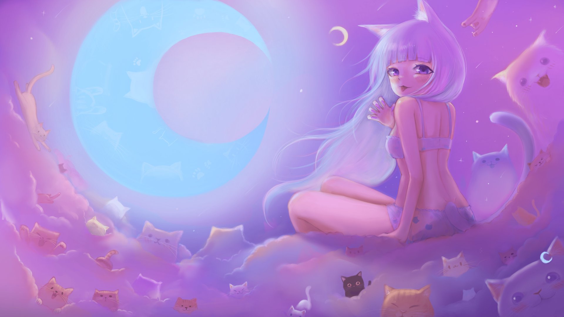月下懶貓 Offline Background