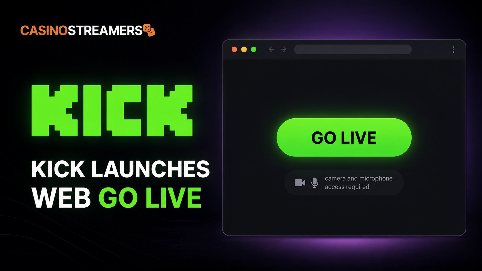 Kick Web Go Live button displayed inside a browser window.